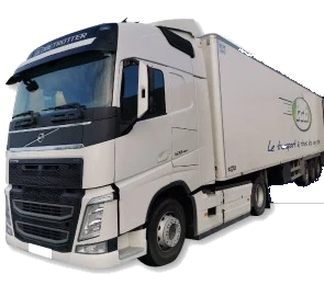 Tracteur Volvo FH 500 attelé à une semi-remorque frigorifique TCB